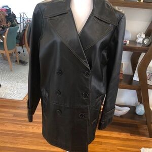 Margaret Godfrey leather jacket. Black leather.  Size M.  Made in Canada.